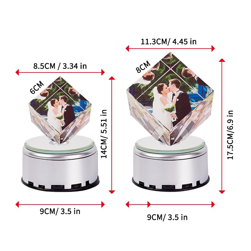 TailorGift Custom 3D Crystal Photo Frame Gift,Customized Picture Frames with Color Photos, Personalized Anniversary Birthday Gifts for Women Men Her Him.Personalized Picture in Crystal for Couples