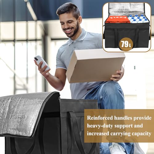 PEASUG Insulated Bags for Food Delivery, XXXL Pizza Delivery Bags, Large Capacity Cooler Bag Keep Food Warm for Grocery Sh...