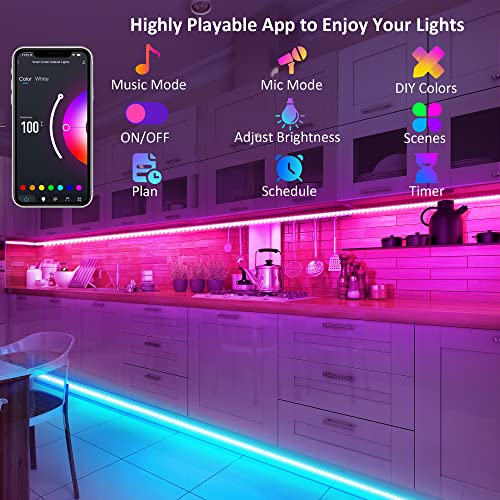 maylit 10 PCS Smart RGB Under Cabinet Lights Kit, Compatible with Alexa and Google Assistant, App and Remote Control, Musi...