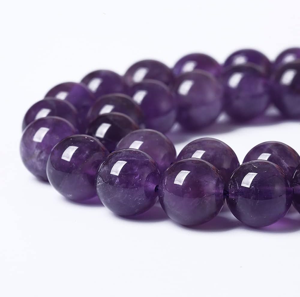 72PCS 10mm Natural Amethyst AAAAA Purple Crystal Quartz Beads Gemstones Round Stone Beads for Jewelry Making DIY Bracelet Necklace 2 Strand 32"