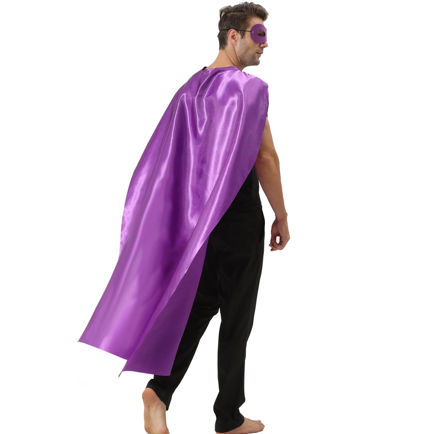 Kidsfere Adults Superhero Cape and Mask for Man Woman Halloween Vampire Cape Costume (PURPLE)