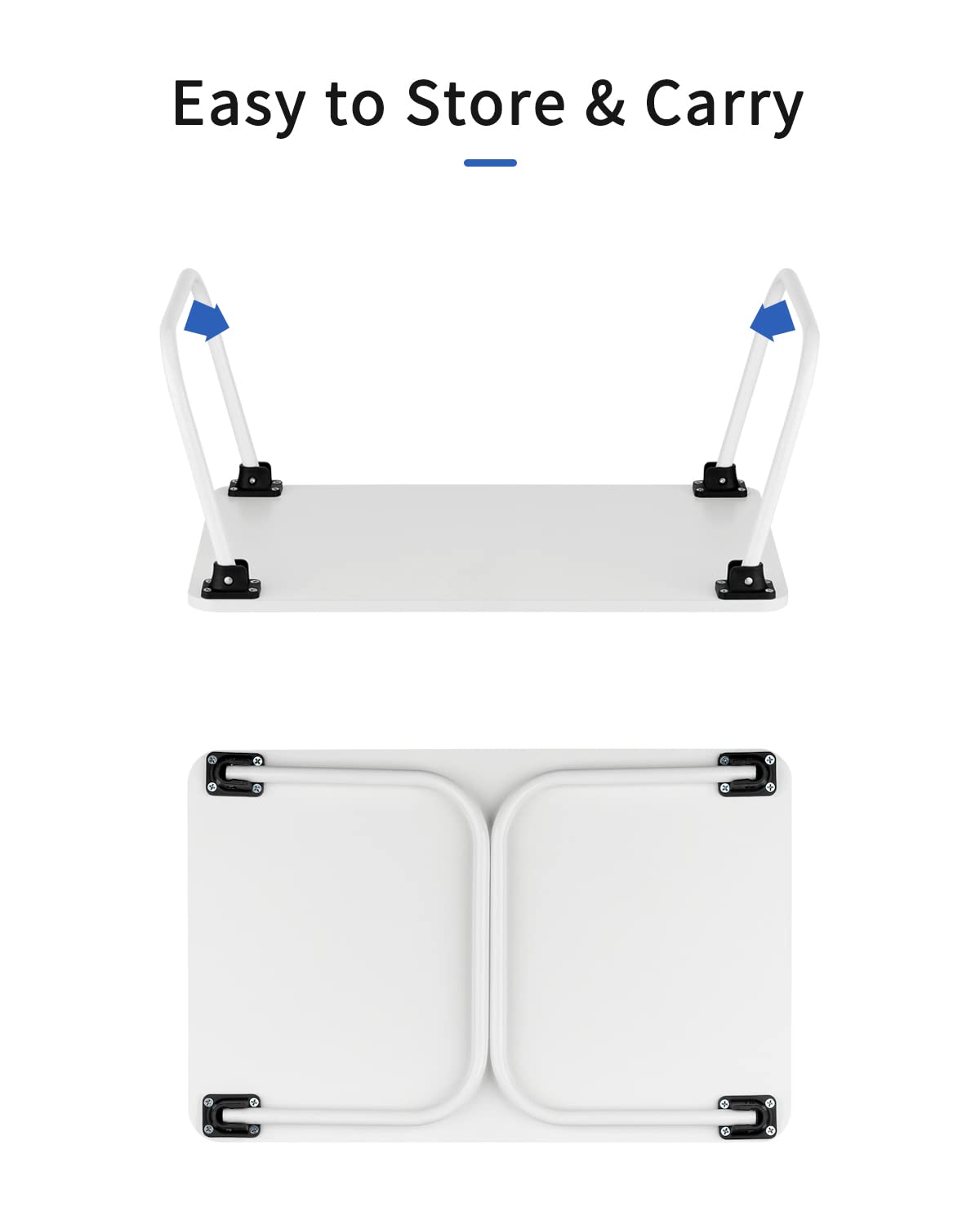 Folding Lap Desk, Ruxury Laptop Stand Bed Desk Table Tray, Breakfast Serving Tray, Portable & Lightweight Mini Table for Sofa Couch Floor - White