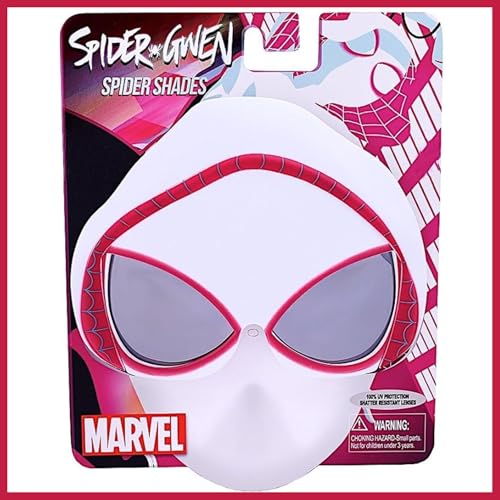 Sun-Staches Spider-Gwen Sunglasses | Marvel Costume Mask | UV 400 | One Size Fits Most