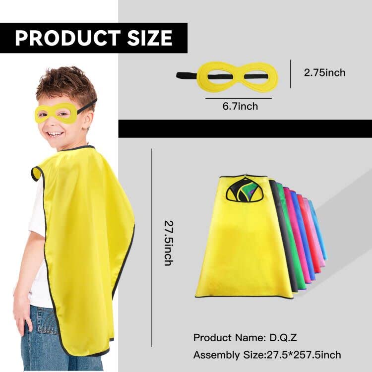D.Q.Z Superhero Capes and Masks for Kids 16 Set, Boys Super Hero Party Favor Costume, 3 years old Girls Gifts Birthday Toys (Multicolor)