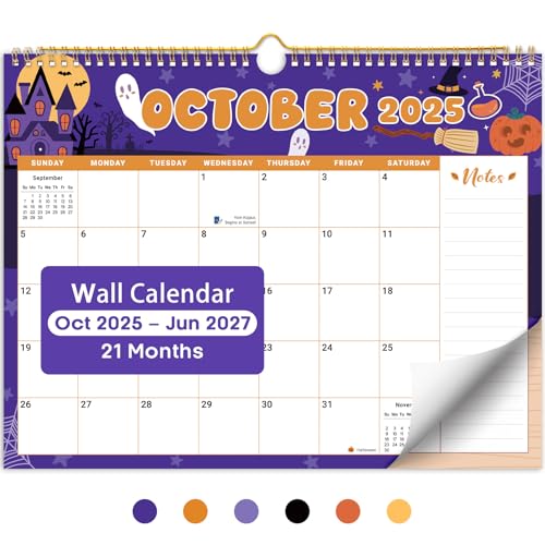2026 Calendar, Monthly Wall Calendar from October 2025 to June 2027, 11.5" x 14.7", Spiral Binding Hanging Wall Calendar, ...