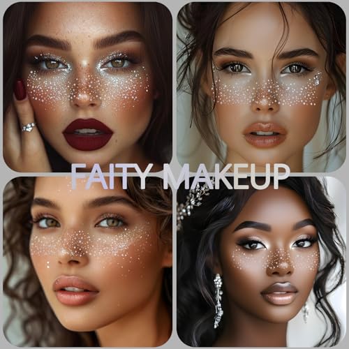 MEMOVAN Silver Makeup Patches Glitter Freckles Face Tattoo Face Glitter Makeup Speckles Face Glitter Speckles Patches Cute...