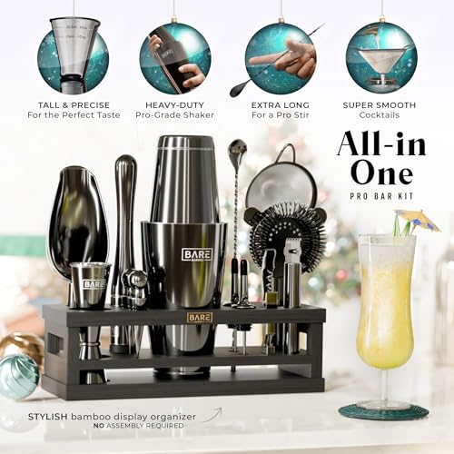 BARE BARREL® Mixology Bartender Kit Bar Set | 16-Piece Cocktail Shaker Set | Martini Barware Mixing Tools for Home Bartend...