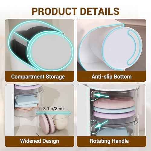 Hair Accessories Organizer with Hair Brush Holder, Rotatable Makeup Brush Holder for Necklaces, Earring, Bracelet, Ring, Makeup Brushes, Hair Clip and Hair Accessories (Pink, 3-Layer)