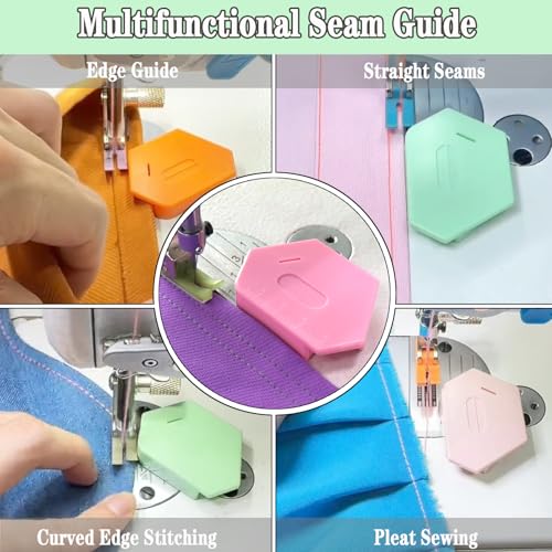 3PCS Magnetic Seam Guide for Sewing Machine, Multifunctional Polygonal Hemmer Guide with Scale, Universal Sewing Quilting ...