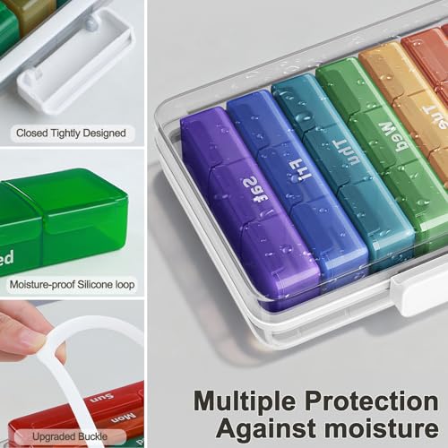 CTIME 4-Tier XL Medicine Organizer with Leather Handle - Portable Pill Case & Empty First Aid Kit for Home, Travel, RV, Sc...
