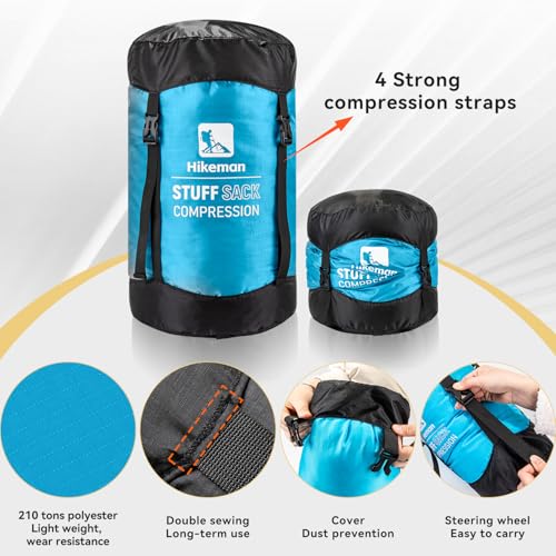 HIKEMAN Compression Sack, 50% More Storage! 12L/19L/32L/46L/53L Compression Stuff Sack, Water-Resistant & Ultralight Sleep...