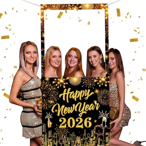 2026 New Years Photo Booth Frame Banner, 2026 Happy New Year Decor,Happy New Year Photo Booth Frame for Celebrate Firework...
