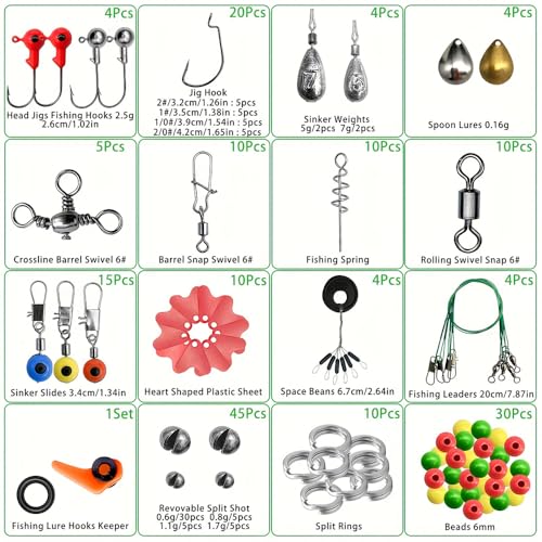 187-piece Complete Fishing Set - Fishing Tackle Box, Fish Hooks, Bait, Lead Sinker - Fishing Tackle Set, Freshwater and Sa...