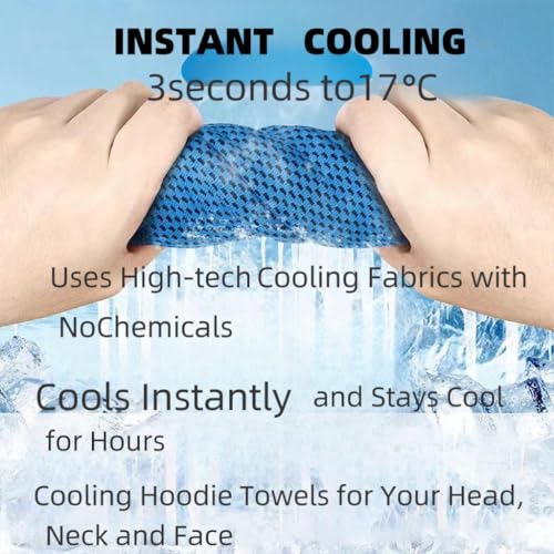 HoneyHu Artic Cool Towel 2-Pack | UPF 50+ Cooling Hoodie Towel, Instant Chill for 2 Hours | Reusable Sun Protection for Me...