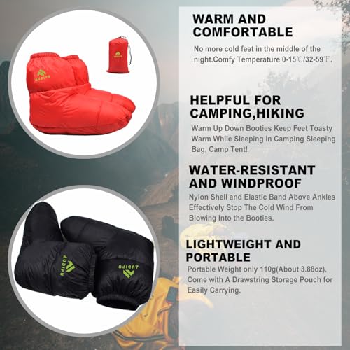 AUDIFU Down Booties Warm Socks Ultralight Sleeping Sock for Camping, Backpacking - Camp Sleeping Bag Tent Down Foot Warmer...