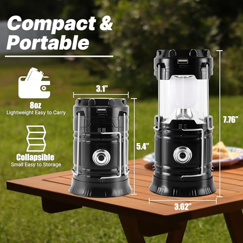 Lichamp Collapsible Portable Solar Camping Lantern, USB Rechargeable LED Flashlight - Survival Kits for Power Outages Hurr...