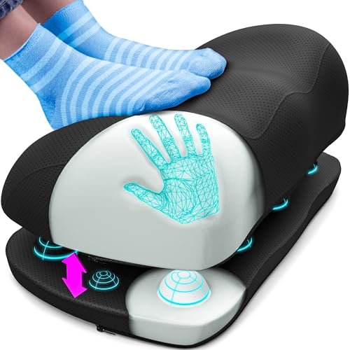 Everlasting Comfort Adjustable Cloud Foot Rest for Under Desk at Work with Pressure Point Nodes - Comfortable Memory Foam ...