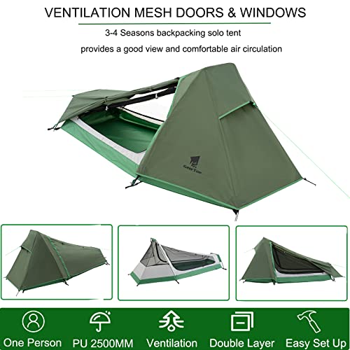 GEERTOP Ultralight Backpacking Tent for 1 Person and Replacement Tent Poles Bundle
