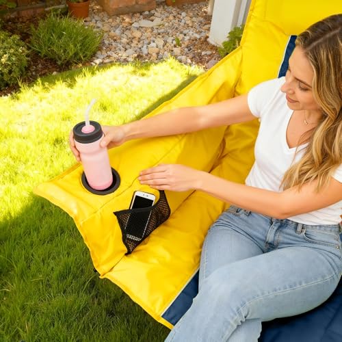 Hizypaixin Oversized Rocking Camping Chair for Adults with Headrest, Portable Rocking Chair with Cup Holder, Side Pocket &...