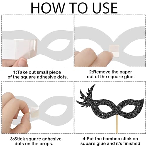 umoni Masquerade Mask Centerpiece Sticks 12Pcs Glitter Black and Gold Mask Table Toppers Venetian Mask Decorations Costume...