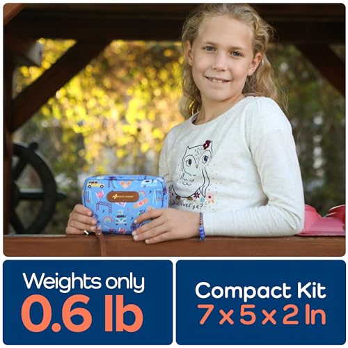 KeepGoing Travel First Aid Kit for Kids – 130 Pc. for Car, Home, Purse, Diaper Bag & Backpack with Latex-Free Bandages - M...