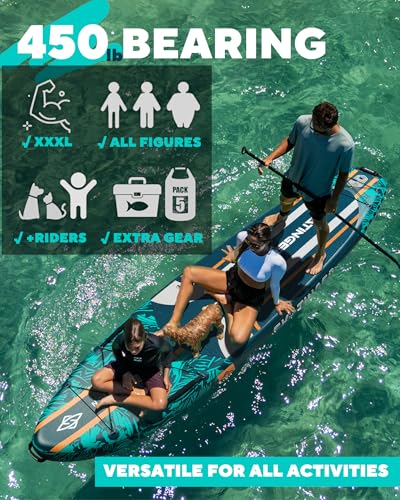 Skatinger Leafy Green & Blue Bundle｜11'6"x35" Super Wide Inflatable Stand Up Paddle Boards, All Accessories2, 100L Backpac...
