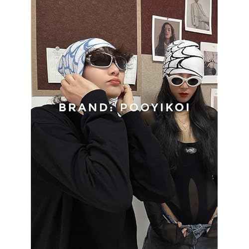 Y2K Knitted Beanies Hat Men Women Graphic Vintage Cap Gothic Warm Knitted Hat Streetwear Trend Beanie