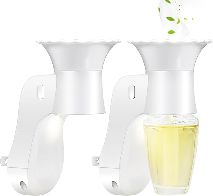 Wall Fragrance Plug in Air Freshener- Plug in Diffuser with Night Light Compatible with Bath and Body Works Wallflowers Refill, ETL Certified Rotatable plug, Scent Control Plug for Home Office (2PCS)