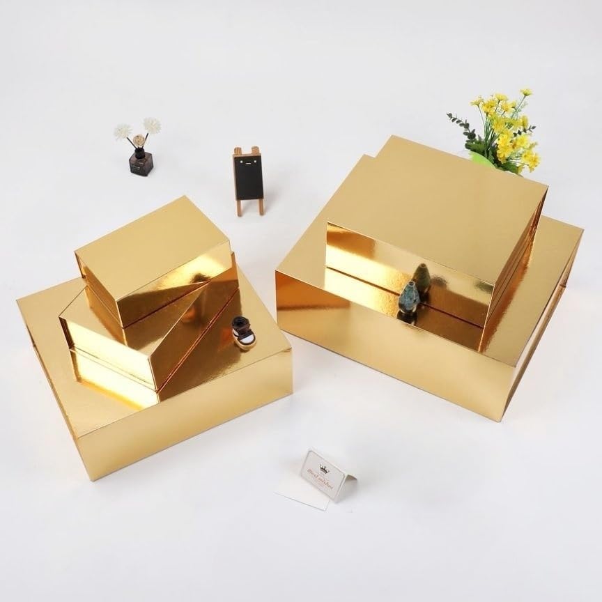 UoeRing 2 Pack Extra Large Gold Gift Box 17x14.5x6 inch Luxury Gift Box for Presents with Magnetic Closure Lid Collapsible,Birthday,Christmas,Contains Card, Ribbon,Tissue Paper,Shredded Paper Filler