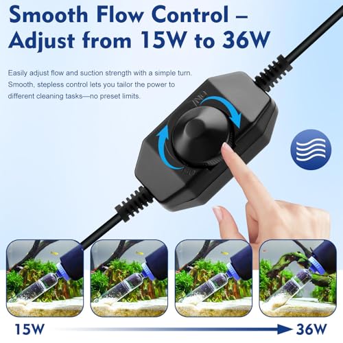 AQQA DC 36W Electric Aquarium Vacuum Gravel Cleaner 6-in-1 Multifunctional Fish Tank Cleaning Kit for Remove Dirt, Change ...