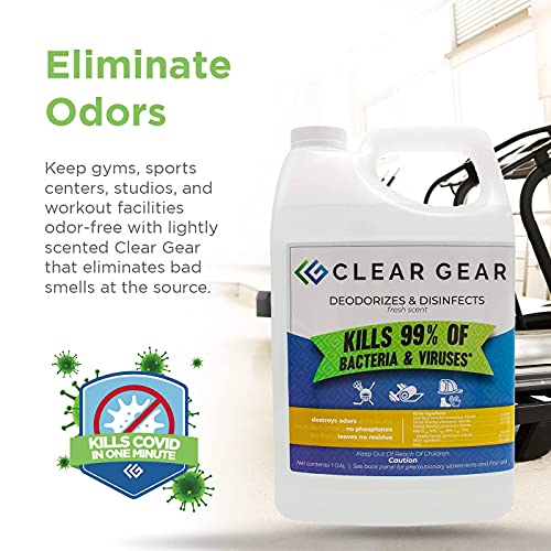 Clear Gear - Disinfectant, Cleaner, and Deodorizer for Sports Equipment, Gyms, and Fitness Centers - EPA-Registered, Hospi...