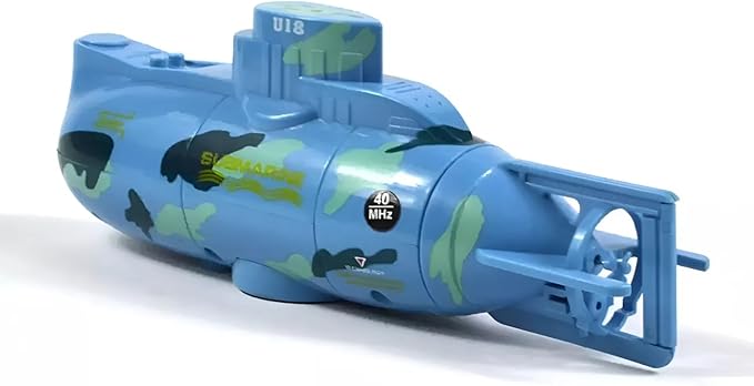 Ouhgnoh Mini RC Boat Toy Remote Control Tourist Submarine Underwater Electric Fish Tank Diving Child's Birthday Present(Blue)