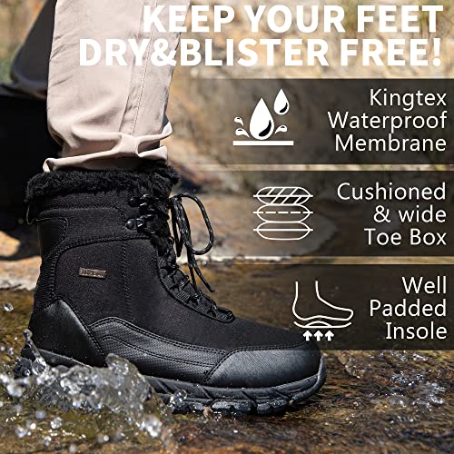 SHULOOK Men's Snow Boots Waterproof Warm Fur Lined Winter Hiking Boot Non-slip Outdoor Ankle High-top Shoes Work Hiker Tre...