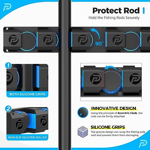 PLUSINNO Fishing Gifts for Men - V6 Vertical Fishing Rod/Pole Holders, Support Extra Large & Heavy Fishing Rod Combos, Fis...