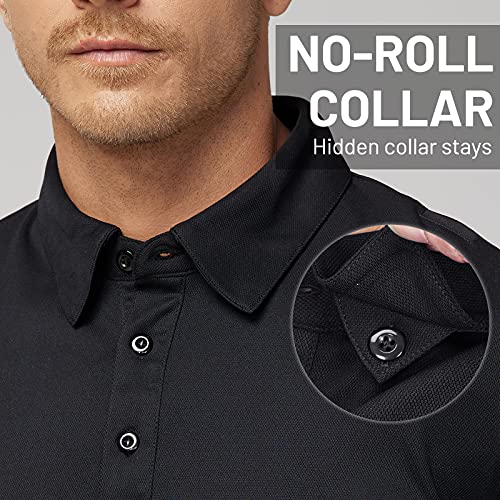 MIER Men's Outdoor Performance Tactical Polo Shirts Short and Long Sleeve, Moisture-Wicking