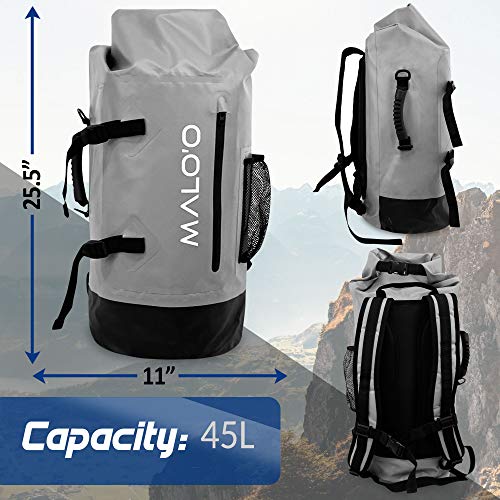 Malo'o 45L Waterproof Heavy Duty Backpack Dry Bags for Kayaking, Camping, Fishing, Hiking Daypack - Beach Accessories, Boa...