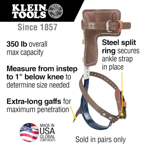 Klein Tools CN1907ARL Tree Climber Set with Pole Climbers, Leg Irons, Climbing Gaffs, Climber Pads, Straps, Gaff Spikes, S...