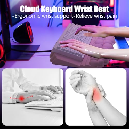 Wrist Rest with Keyboard Stand, Ergonomic Computer Wrist Support Pad, Cloud Keyboard Riser Holder with Wrist Pad, Memory F...