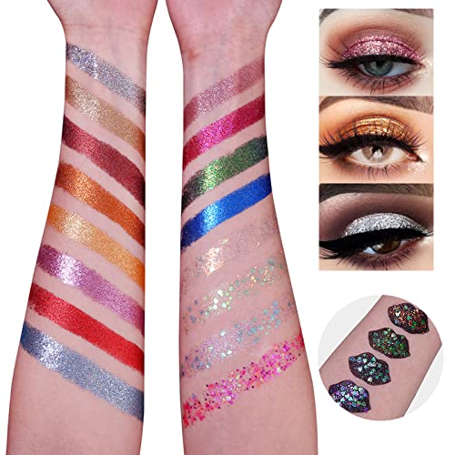 UCANBE Pro Glitter Eyeshadow Palette - Professional 16 Colors - Chunky & Fine Pressed Glitter Eye Shadow Powder Makeup Pal...
