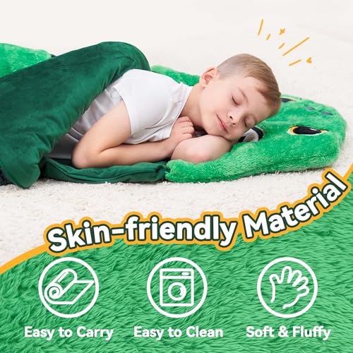 iPlay, iLearn Kids Dinosaur Sleeping Bag, Toddler Boys Dinos Nap Mat, Plush Animal Slumber Bag, 2 In 1 Daycare Preschool K...