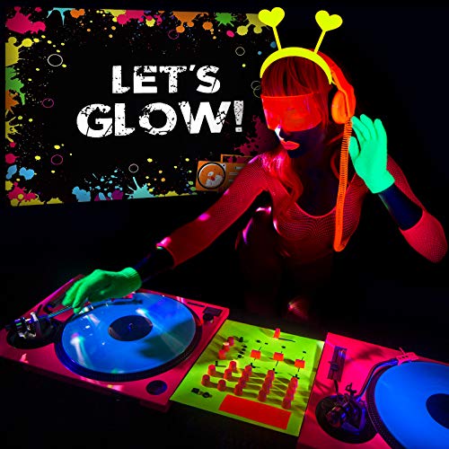 46 Pieces Glow Party Supplies Including Let's Glow Neon Banner Backdrop 45 Photo Booth Prop Fully Assembled Fluorescent Pa...