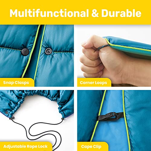 UNIKOME Waterproof Puffy Camping Blanket - Lightweight Packable Outdoor Quilt with Snaps & Corner Loops, Warm Compact Blan...