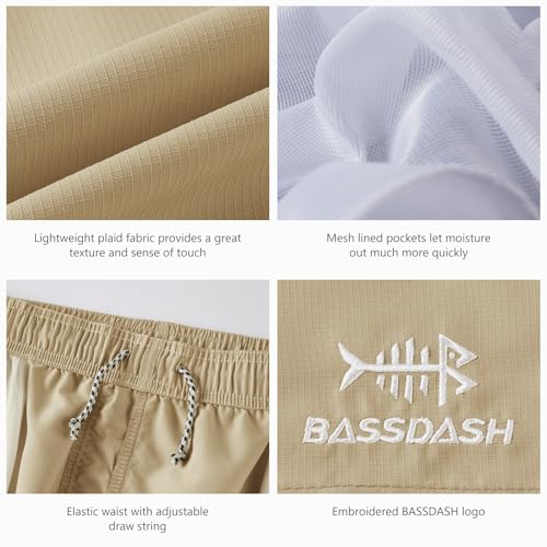 BASSDASH Men's 8''Fishing Water Shorts Quick Dry UPF 50+ Lightweight Cargo Hiking Kayaking Casual Bottom