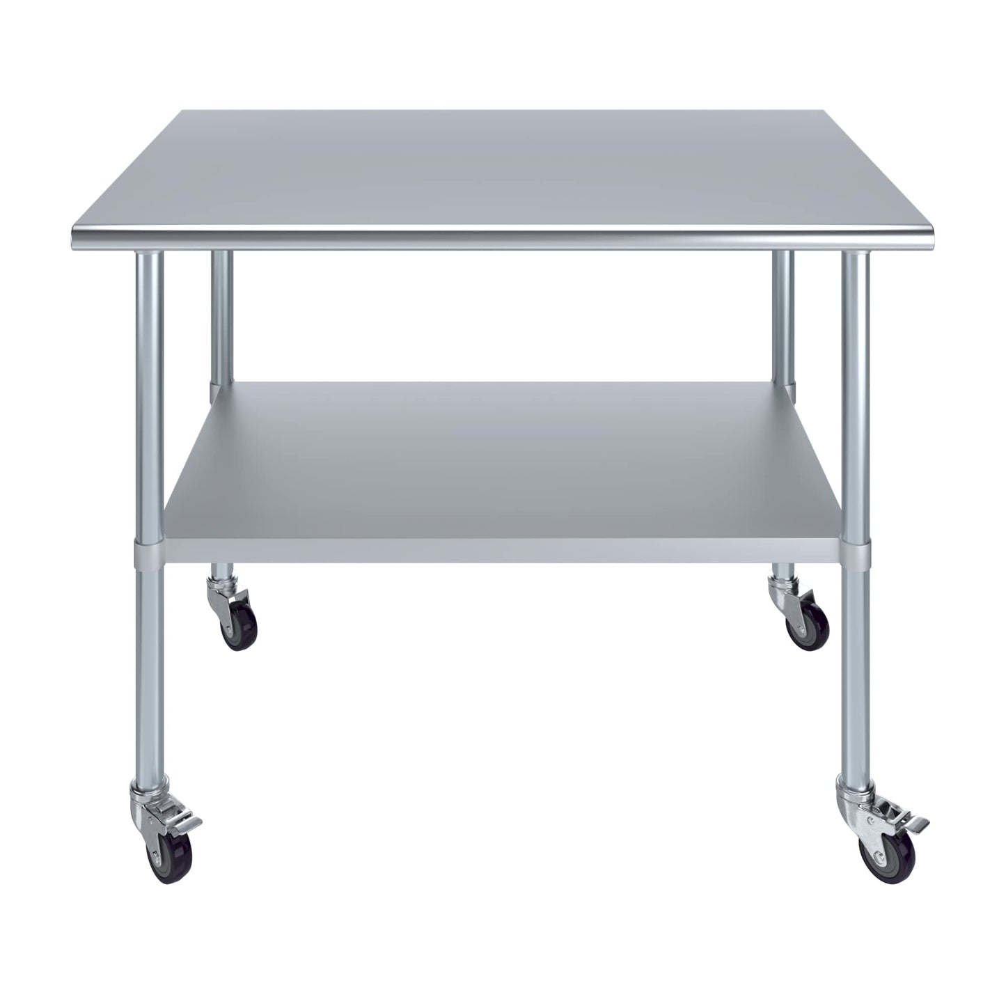AmGood 30 in. x 48 in. Stainless Steel Work Table with Wheels | Metal Kitchen Food Prep Table | NSF