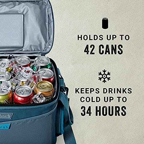 Coleman Sportflex 42-Can Wheeled Soft Cooler, Leakproof Cooler with Heavy-Duty Wheels & Expandable Pockets, Keeps Contents Cold up to 34 Hours