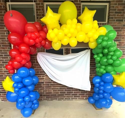 Rainbow Balloons, 60 Pcs Multi Colorful Balloons Set with Primary Color Confetti Balloons, Bright Multicolor Circus Balloo...