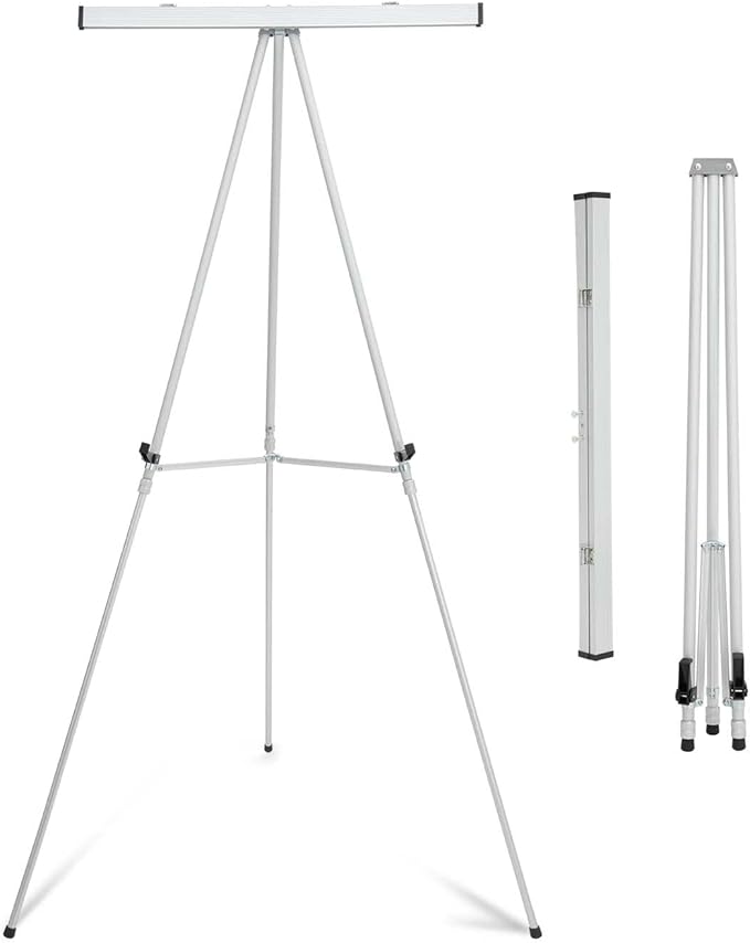 Falling in Art Aluminum Flip Chart Display Easel Stand with Adjustable Floor for Boardroom, Whiteboard, Paper Pads, Signag...