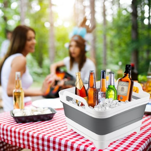 2Pcs Ice Bucket 8.5L Ice Buckets for Parties Collapsible Beverage Tub Large Plastic Drink Buckets Party Portable Foldable ...