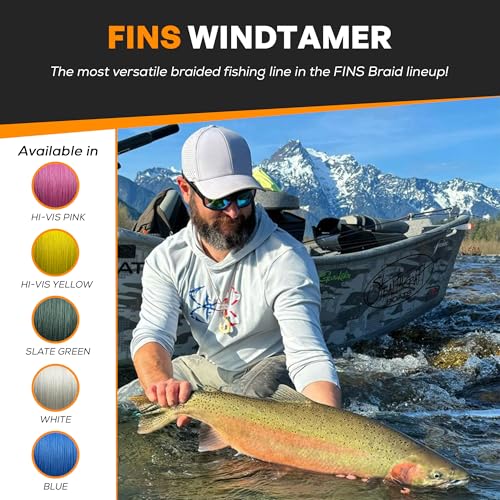 FINS Windtamer Braided Fishing Line - Versatile, Compact Braid for All Fisheries, Reduces Wind Knots and Rod Tip Wraps - H...