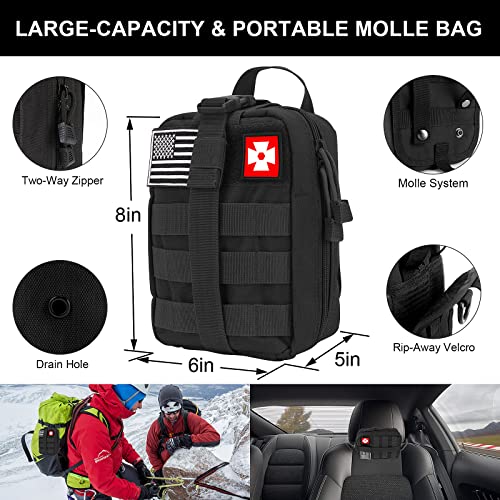 Gifts for Man Dad Husband, 210 PCS Survival First Aid kit, Professional Survival Gear Camping Essentials Emergency Medical...